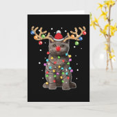 かわいいブリティッシュショートヘア猫　面白いクリスマスホリデー カード (黄色い花)