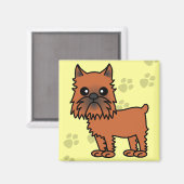 かわいいブリュッセルグリフォン漫画 – クリッピングされた耳 マグネット (正面/裏面)