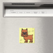 かわいいブリュッセルグリフォン漫画 – クリッピングされた耳 マグネット (インサイチュ (食洗機))