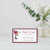 かわいいブルゴーニュグリッター清掃係メイドサービス 名刺 (スタンド正面)