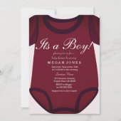 かわいいブルゴーニュ赤その男の子の赤ちゃんシャワー招待状 招待状 (正面)