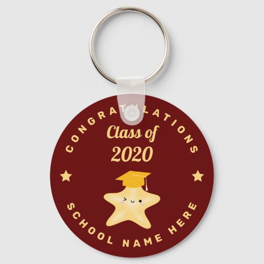 かわいいブルゴーニュ金ゴールドリーチで星達を卒業 キーホルダー (正面)