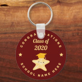 かわいいブルゴーニュ金ゴールドリーチで星達を卒業 キーホルダー (正面)