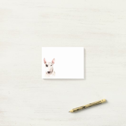 かわいいブルテリアーママ子犬パパ子犬 ポストイット (デスク上)