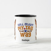 かわいいブルテリア犬あなたが私の尻尾を鳴らす マグカップ (中央)