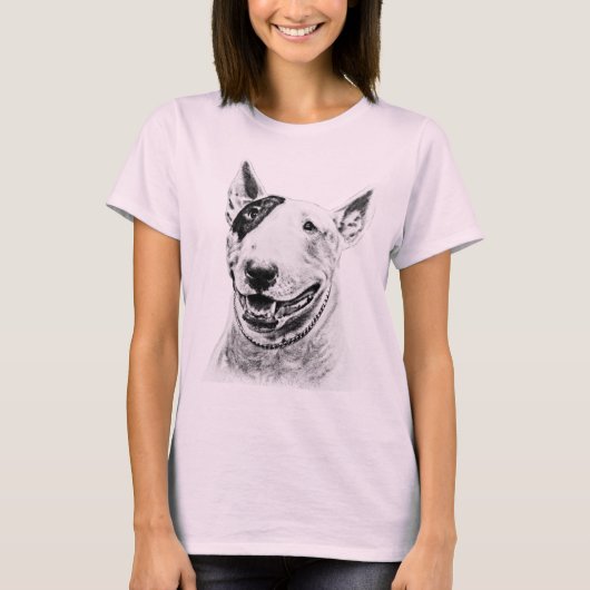 かわいいブルテリア犬の芸術 Tシャツ (正面)