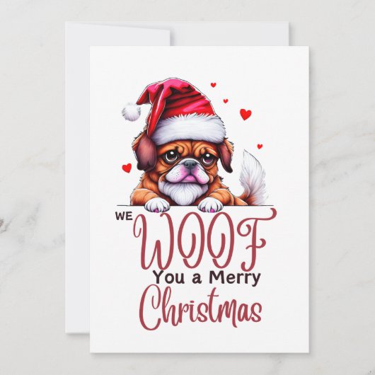 かわいいブルドッグがクリスマスを願っています シーズンカード (正面)