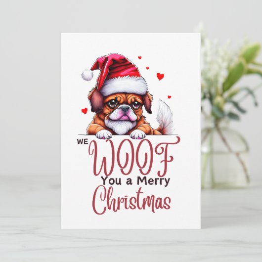 かわいいブルドッグがクリスマスを願っています シーズンカード (スタンド正面)