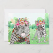 かわいいブルドッグのグリーティングカード（英語とフランス語） 招待状 (正面)