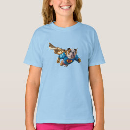 かわいいブルドッグのスーパーヒーロー 子供用Tシャツ Tシャツ