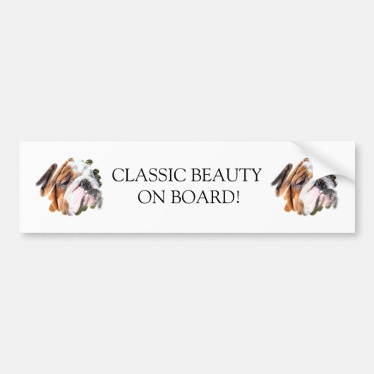 かわいいブルドッグの写真 バンパーステッカー (正面)