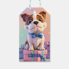 かわいいブルドッグの子犬 パステルカラーとギフト ギフトタグ