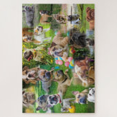 かわいいブルドッグアート|写真のコラージュ犬 ジグソーパズル (縦)