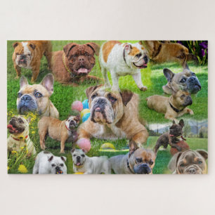かわいいブルドッグアート   Photo Collage Dogs ジグソーパズル