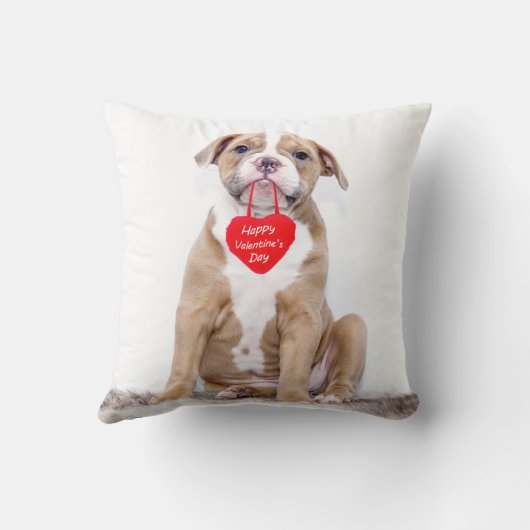 かわいいブルドッグパピーハッピーバレンタインデー枕 クッション (裏面)