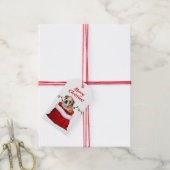 かわいいブルドッグパピーinサンタバッグ ギフトタグ (より糸付き)