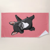 かわいいブルドッグフランスのをダビング       ビーチタオル (正面)