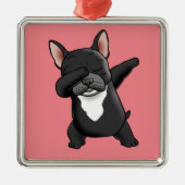 かわいいブルドッグフランスのをダビング メタルオーナメント (正面)