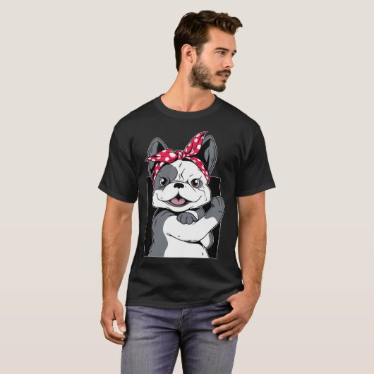 かわいいブルドッグヘアバンド Tシャツ (正面フル)