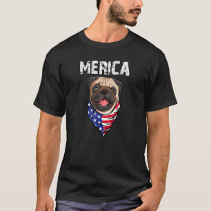 かわいいブルドッグ7月4日Merica男性女性米国国旗 Tシャツ