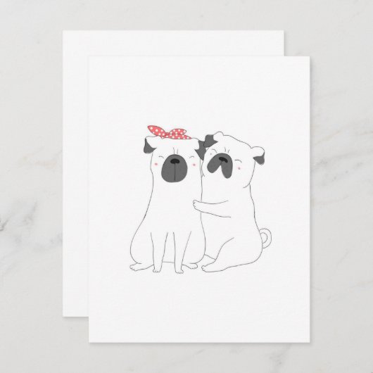 かわいいブルドッグ | お揃いの犬好きギフト 招待状 (正面/裏面)