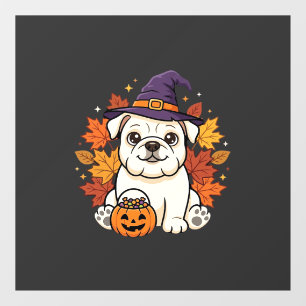 かわいいブルドッグ ハロウィン カボチャ 犬 デザイン_1 ウィンドウサイン