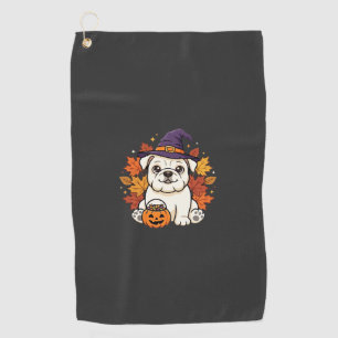 かわいいブルドッグ ハロウィン カボチャ 犬 デザイン_1 ゴルフタオル