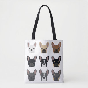 かわいいブルドッフランスのグ顔 フランス語のパターン トートバッグ