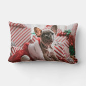 「かわいいブルドフランスのッグのクリスマスドッグ枕」 ランバークッション (裏面)