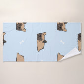 かわいいブルドフランスのッグの子犬、縫い目のない眠り方 バスタオル (バスタオル)