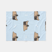 かわいいブルドフランスのッグの子犬、縫い目のない眠り方 フリースブランケット (正面(横))