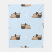 かわいいブルドフランスのッグの子犬、縫い目のない眠り方 フリースブランケット (正面)