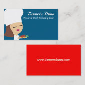 かわいいブルネットの女の子のシェフのステーキの夕食の名刺 名刺 (正面/裏面)