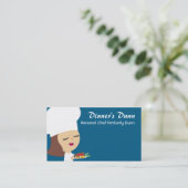 かわいいブルネットの女の子のシェフのステーキの夕食の名刺 名刺 (スタンド正面)