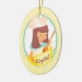 かわいいブルネットの女性シェフパーソナライズされたクリスマス セラミックオーナメント (左)
