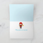 かわいいブルネット海賊少女バースデーパーティー カード (内部)