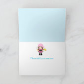 かわいいブルネット海賊少女バースデーパーティー カード (内部)