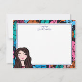 かわいいブルネット軽い肌のトーン文房具 ノートカード (正面)