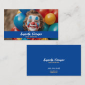 かわいいブルーとイエローピエロ顔絵を描ズ 名刺 (正面/裏面)