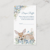かわいいブルーとベージュのフローラ鹿の赤ちゃんシャワー エンクロージャーカード (正面)