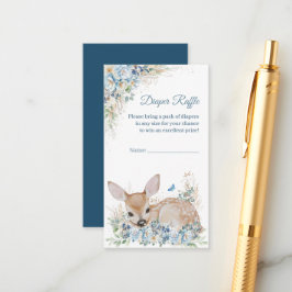 かわいいブルーとベージュのフローラ鹿の赤ちゃんシャワー エンクロージャーカード