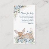 かわいいブルーとベージュのフローラ鹿の赤ちゃんシャワー エンクロージャーカード (正面)