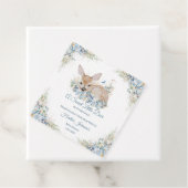 かわいいブルーとベージュのフローラ鹿の赤ちゃんシャワー フェイバータグ (インサイチュ)