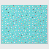 かわいいブルーのクリスマス スノーマン 子ども♡ ラッピングペーパー (フラット)