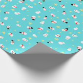 かわいいブルーのクリスマス スノーマン 子ども♡ ラッピングペーパー (角)