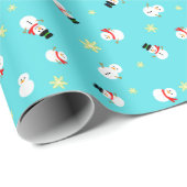 かわいいブルーのクリスマス スノーマン 子ども♡ ラッピングペーパー (ロールコーナー)