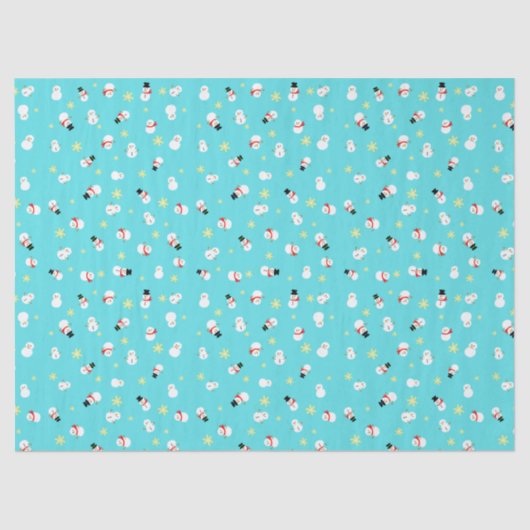 かわいいブルーのクリスマス スノーマン 子ども♡ 薄葉紙 (正面)