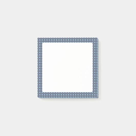 かわいいブルーのフローラパターン（の模様が）ある付箋 ポストイット (正面)