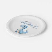 かわいいブルーの恐竜ベビーシャワー ペーパープレート (アングル)