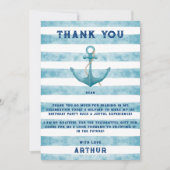 かわいいブルーの水彩画の海軍の船員の錨 サンキューカード (正面)